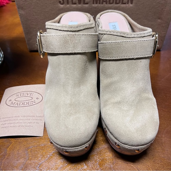 New Steve Madden Women Y2K Tan Hilde Suede Platform Mule Size 9 Tan Studded New - Picture 12 of 15
